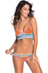 Multicolor Tie Up Crochet Orange Neoprene Bikini Swimsuit